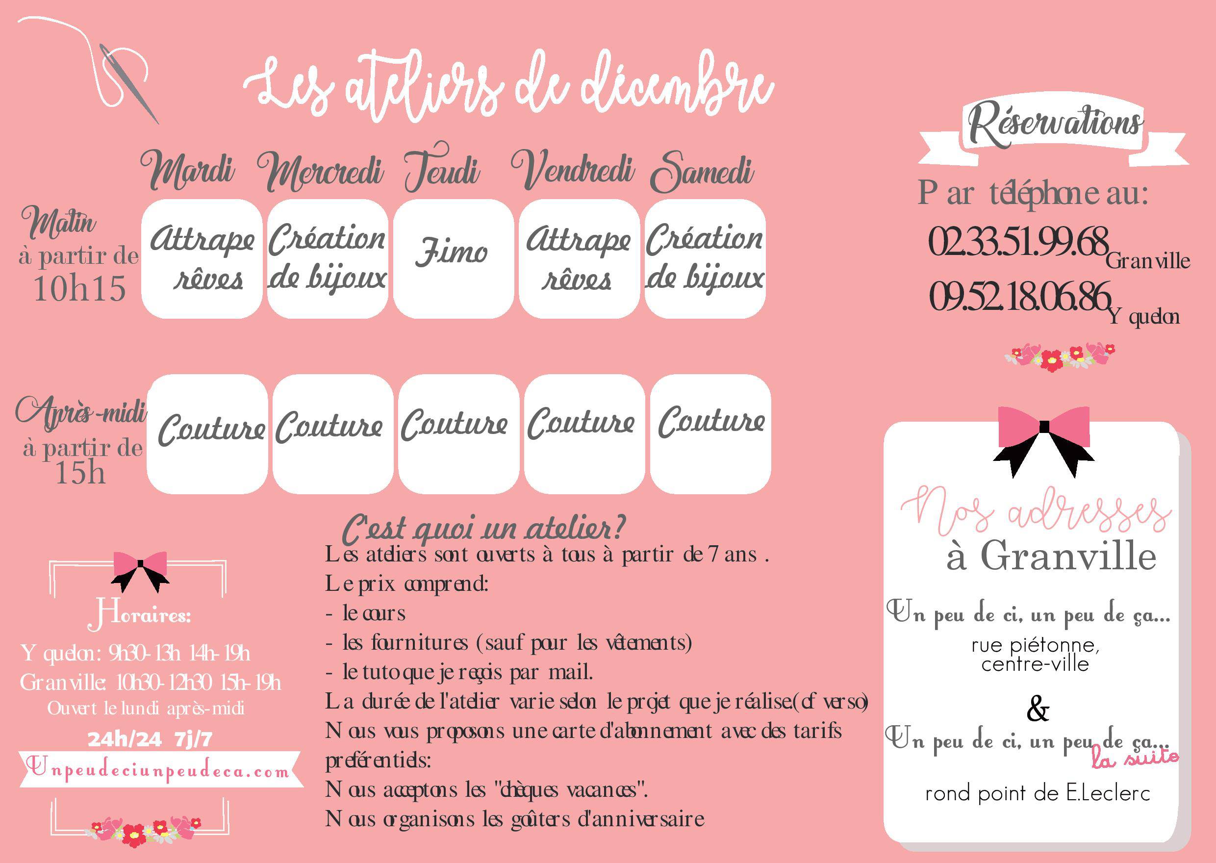 programme des ateliers decembre couture